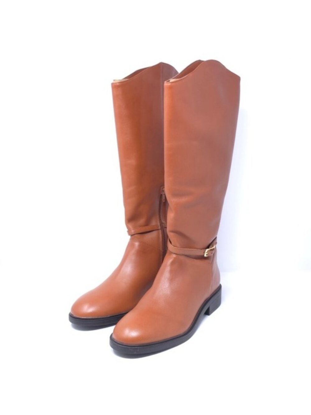 Arezzo Mckenna Boots Block Leather Roast Caramel